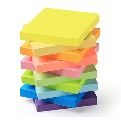 Afbeelding van Agoer sticky Notes in 10 heldere kleuren, 76 x mm, super notities, 100 vellen/notitieblok, zelfklevende notities voor school, kantoor, thuis