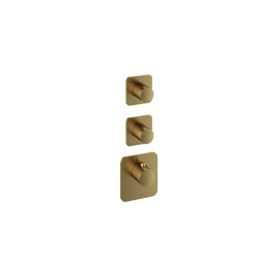 Afbeelding van HotBath Gal Afbouwdeel Highflow Thermostaat met 2 stopkranen Geborsteld Messing PVD GLF012EXTBBP