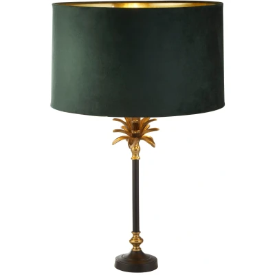 Afbeelding van Searchlight Palm Tafellamp Ø 40 X 65 Cm Antiek Messing, Zwart En Groen