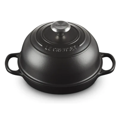 Afbeelding van Le Creuset Gietijzeren Ronde Broodpan In Mat Zwart 24cm