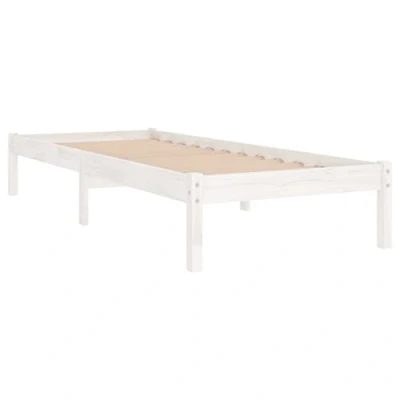 Afbeelding van vidaXL Bedframe massief hout wit 75x190 cm