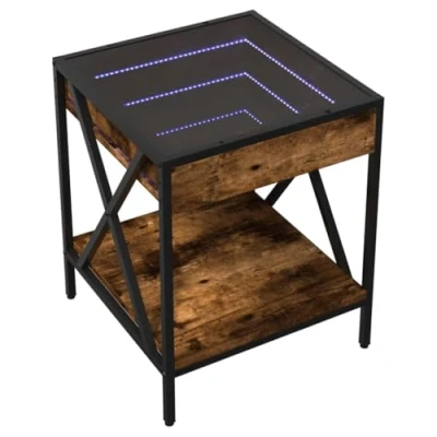 Afbeelding van Salontafel met Infinity LED 40x40x49 cm gerookt eikenkleurig