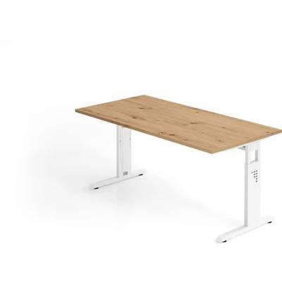 Afbeelding van MEGA 16 W 160x80 Bureau hoogte verstelbaar 160 x 80 Tafelhoogte I In Essen Eik/Wit
