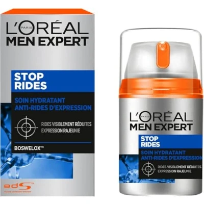 Image de L&#039;Oréal Men Expert Soin Hydratant Visage Anti Âge &amp; Rides d&#039;Expression pour Homme Usage Quotidien Technologie Boswelox Tous Types de Peaux Stop 50 ml