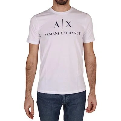 Image de AX ARMANI EXCHANGE Men&#039;s Printed Logo T Shirt, White, XL