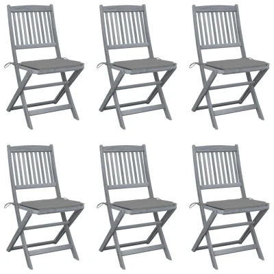 Afbeelding van Tuinstoelen 6 st inklapbaar met kussens massief acaciahout