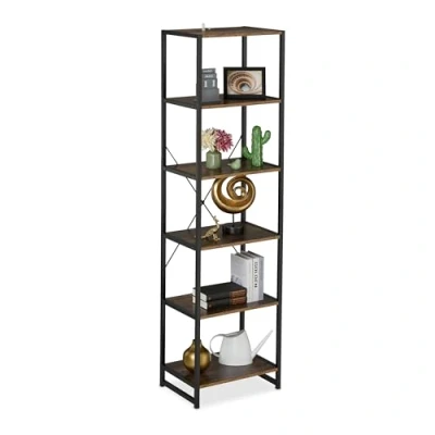 Afbeelding van boekenrek 180 x 50 35 cm keukenrek industrieel zwart bruin