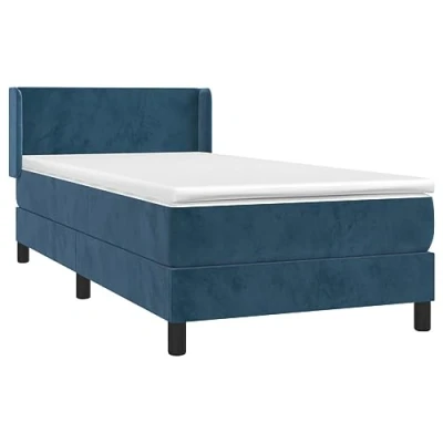 Image de vidaXL Sommier à lattes de lit avec matelas Bleu foncé 100x200 cm