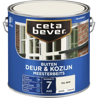 Afbeelding van Ceta Bever Dekkend Meesterbeits RAL 9010 Zijdeglans 2,5 liter Blanke lak &amp; Beits
