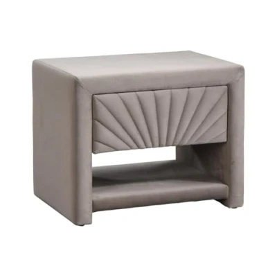 Afbeelding van Vente unique Nachtkastje 1 lade en nis Velours Beige ULAMI L 50 cm x H 41 D 35