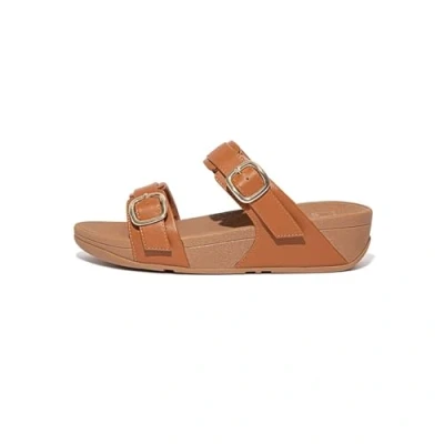 Afbeelding van FitFlop Lulu Verstelbare Leren Slides BRUIN Maat 39