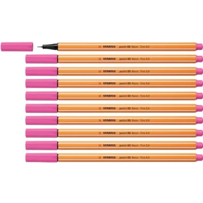 Afbeelding van STABILO point 88 Premium Fineliner Fine 0,4 mm Neon Roze Doos 10 stuks