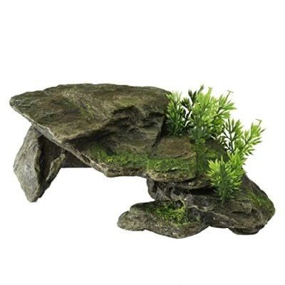 Afbeelding van Aqua Della Aquariumdecoratie Vissen Stone With Plants 28,5x16,5x10,5cm Grijs 1st