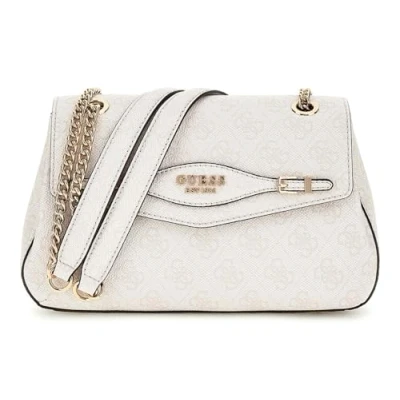 Afbeelding van GUESS Schoudertas Katya Convertible Xbody Flap Bag White Logo Crème