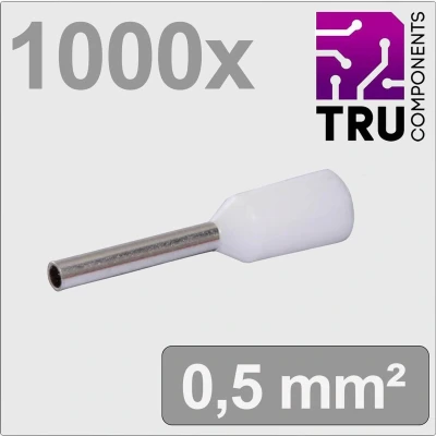Afbeelding van TRU COMPONENTS TC 13377192 Adereindhulzen 0.5 mm² Deels geïsoleerd Wit 1000 stuk(s)