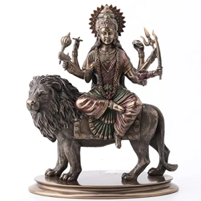 Afbeelding van Veronese Design Beeld/Figuur Durga Hindoe Moeder Godin Zeer gedetailleerd Zware Kwaliteit 26,5cm x 22cm 13,5cm