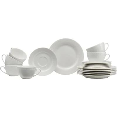 Afbeelding van Ritzenhoff &amp; Breker Sofia 18 delig koffieservies, dessertborden (20 cm) en kopjes met schoteltjes (220 ml) voor 6 personen, koffieservies fijn gegroefd reliëf, dinerservies,