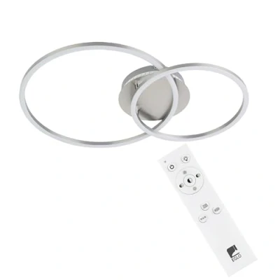 Afbeelding van Eglo Palmaves 3 Led plafondlamp, woonkamerlamp met afstandsbediening, kleurtemperatuur warm wit koud wit, indirect RGB licht, dimbaar, plafondlamp van aluminium, kunststof, mat nikkel, zilver,