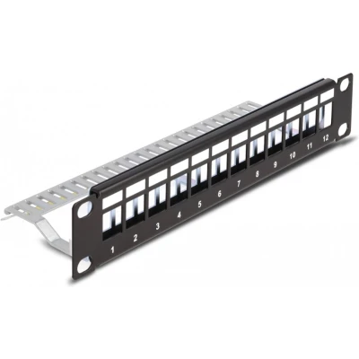 Afbeelding van 10 Keystone Patchpanel 12 Port Entl.schiene 1HE schw