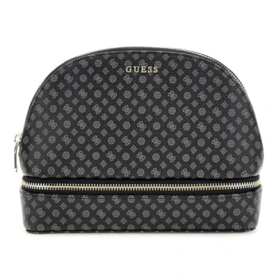 Afbeelding van GUESS Utensil zak Dome Cosmetic Pouch Coal Multi Logo Zwart