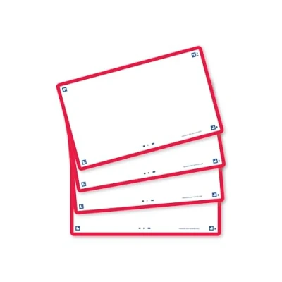 Image de Oxford Flash 2.0 80 Fiches Bristol Cards 7,5 x 12,5cm Fond Blanc Uni Cadre Rouge