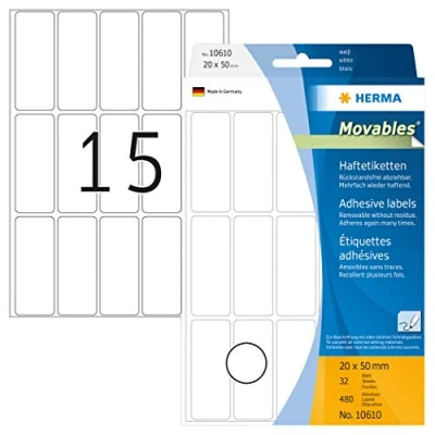 Afbeelding van Etiket HERMA 10610 20x50mm verwijderbaar 480stuks