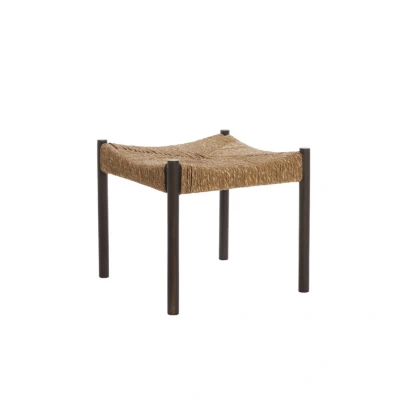 Afbeelding van Delis kruk 44x44x40 cm hout donker bruin + zeegras