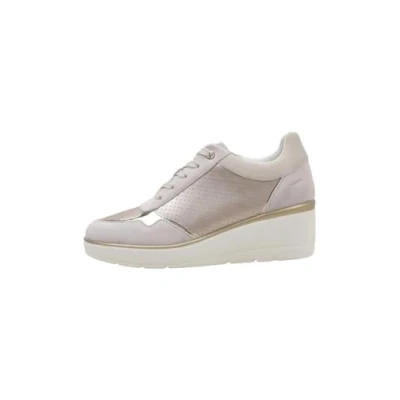 Afbeelding van Geox Sneakers laag, Dames, Maat: 38, Beige Leer/ synthetisch