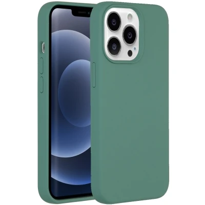 Afbeelding van Accezz Hoesje Geschikt voor iPhone 13 Pro Siliconen Liquid Silicone Backcover MagSafe Donkergroen