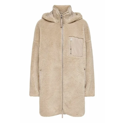 Afbeelding van ONLY Sascha Sherpa Mantel, Dames, Maat: M/L, Cuban sand