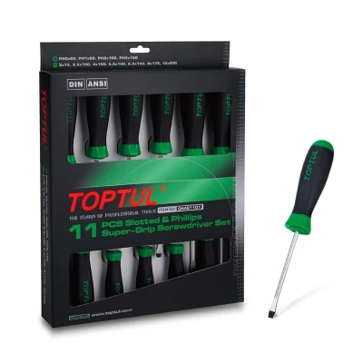 Afbeelding van TOPTUL GAAE1101 Schroevendraaierset 11 Kunststof Gesplitst, Kruisgleuf (PH) 3.0, 3.5, 4.0, 5.5, 6.5, 8.0, PH0, PH1, PH2, PH3 Display (karton)