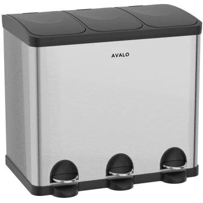 Afbeelding van Avalo Prullenbak Afvalscheiding 60 Liter RVS Zilver 3 Vakken Milieubewust, Hygienisch &amp;