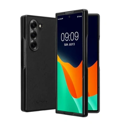 Afbeelding van kwmobile Hoesje geschikt voor Samsung Galaxy Z Fold6 2 delig telefoonhoesje in zwart Imitatieleer