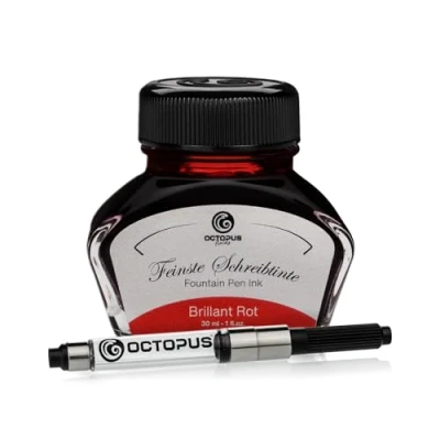 Afbeelding van Octopus Fluids Brillant Rot schrijfinkt met converter, vulpeninkt, rood, 30 ml