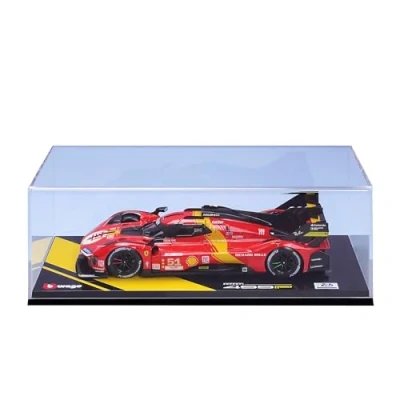Afbeelding van Bburago 1/18 Ferrari Deluxe 499P LMH 2023#51 Rood NIEUW 2024: Metalen replica Gedetailleerd interieur, Deuren en kap openen op schaal 1/18. Pole 24h du Mans 2023