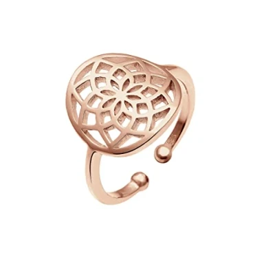Afbeelding van Elli Adjustable Lotus Ring Rose goldcoloured, Dames, Maat: 54, gold/coloured