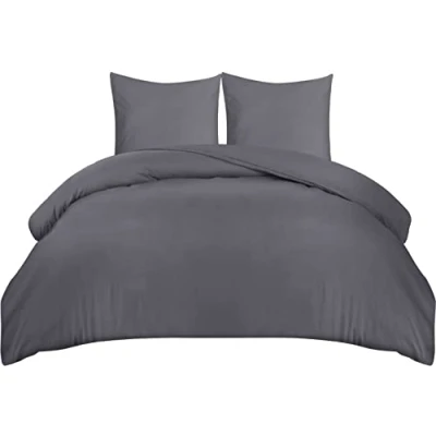 Afbeelding van Utopia Bedding Dekbedovertrekset van zachte microvezel Dekbedovertrek 240 x 220 cm met kussenslopen 80 Beddengoed Grijs