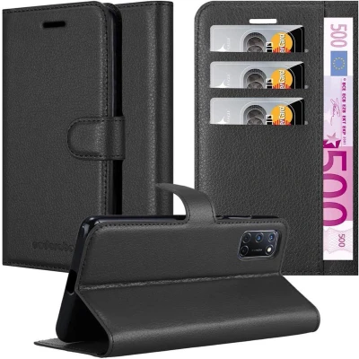Afbeelding van Cadorabo Hoesje geschikt voor Oppo A92 in PHANTOM ZWART Beschermhoes met magnetische sluiting, standfunctie en kaartvakje Book Case Cover Etui