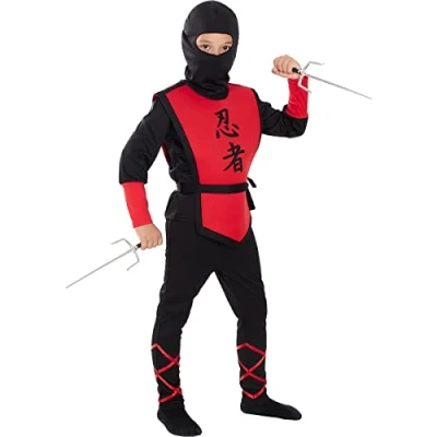 Afbeelding van FUNIDELIA Rode Ninja Kostuum voor jongens Maat: 135 152 cm Rood