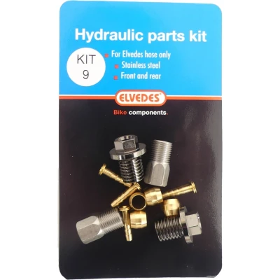 Afbeelding van hydraulische onderdelen Kit 9 M9 flensbout + M8 RVS voor en achterrem Elvedes leiding (op kaart)
