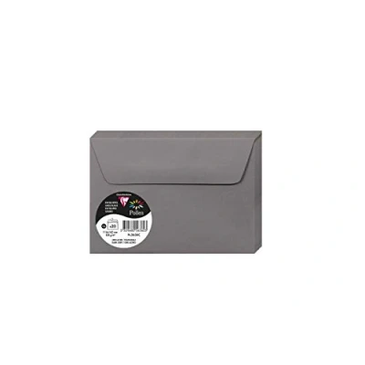 Afbeelding van Clairefontaine 5636C, verpakking met 20 zelfklevende enveloppen, formaat C6, 11,4 x 16,2 cm, 120 g, kleur: staalgrijs, uitnodiging voor evenementen en correspondentie, Pollen serie, glad papier van
