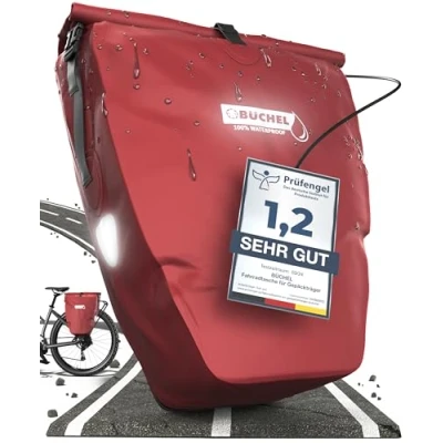 Image de Büchel sacoche de vélo pour porte bagages I 25.4 L 100% étanche avec poignée et bandoulière bagages, sacoches arrière
