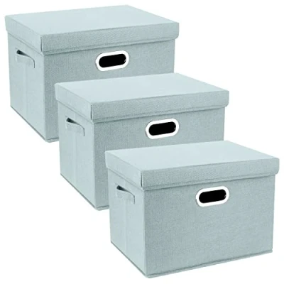 Afbeelding van TYEERS Opbergdoos met deksel, opvouwbaar, wasbaar, 44 x 30 29 cm, 3 stuks, Aqua Spring