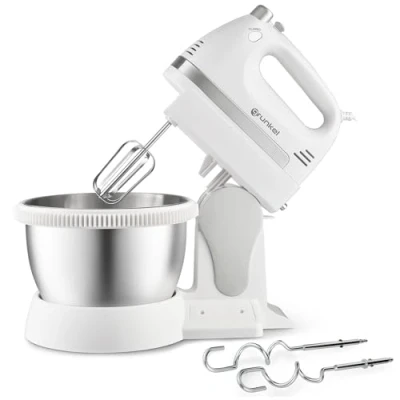 Afbeelding van Grunkel 5 speed keukenmachine AM 350TURB05BOWL Inclusief kom en twee verschillende stelen om te mengen kneden, voor bakken Wit (350W)