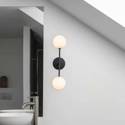 Afbeelding van PR Home LED wandlamp Sigma D 2 lamps zwart/opaal