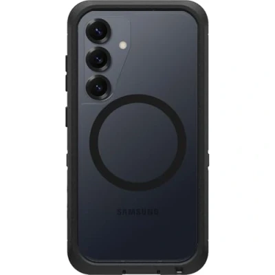 Image de OtterBox Defender Series XT Coque de protection pour téléphone portable robuste avec des aimants plastique côté obscur (clair / noir) Samsung Galaxy S25