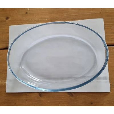 Afbeelding van Glazen ovenschaal serveerschaal rond/ovaal 35 x 24 cm Ovenschotel oven van glas