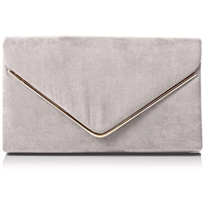 Afbeelding van SwankySwans Oscar Envelope Suede Velvet Party Prom Clutch Bag Damestas (2 stuks), Grijs