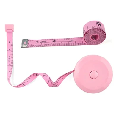 Afbeelding van WINTAPE 2 stuks meetlint voor lichaam, stofnaad en handwerk, intrekbaar, dubbelzijdig, 1,5 m, roze