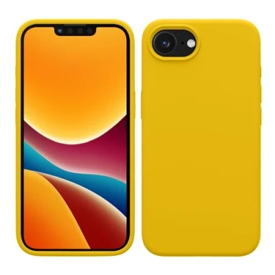 Afbeelding van kwmobile telefoonhoesje geschikt voor Apple iPhone SE 2025 / 4 4. Generation Hoesje met siliconen coating Smartphone case in stralend geel